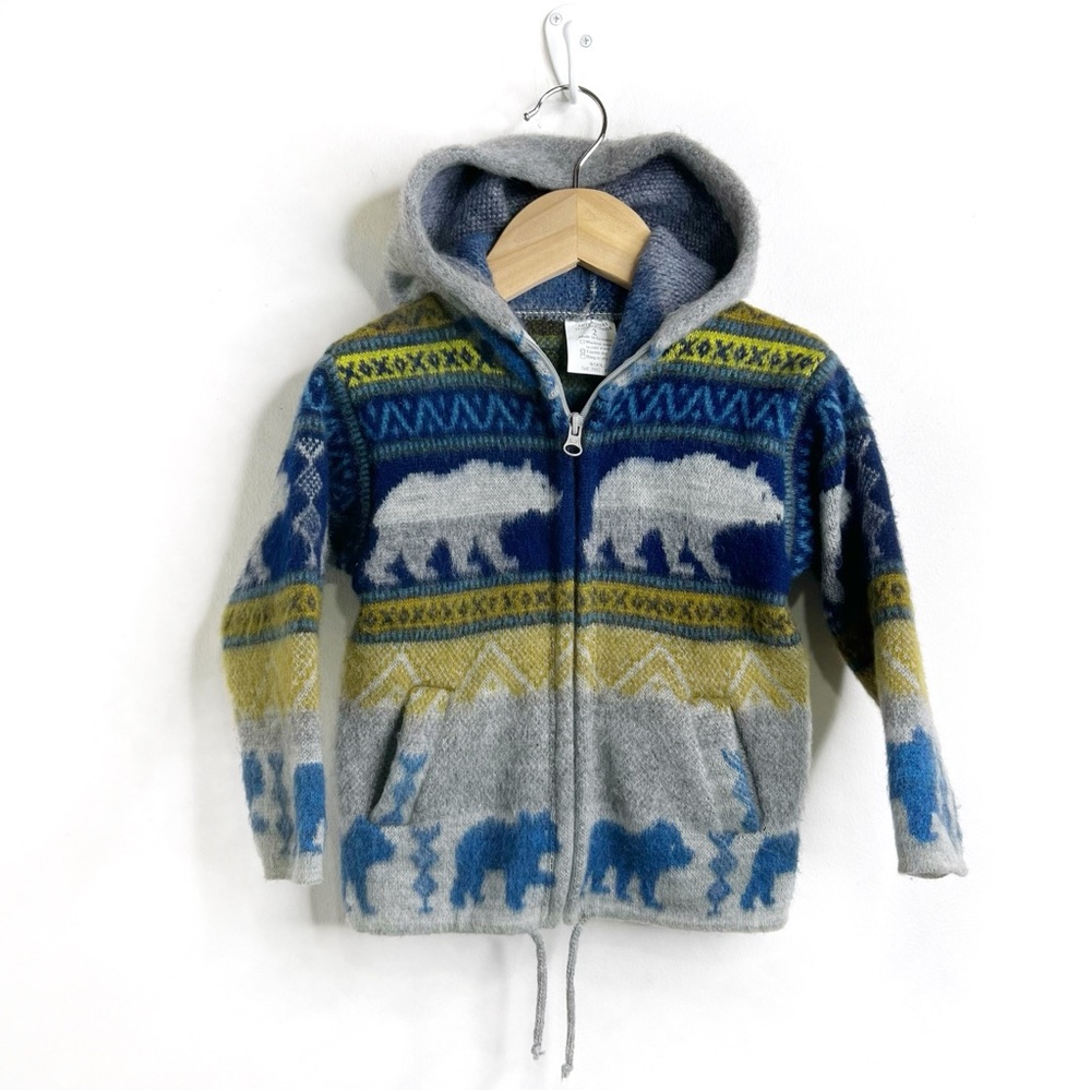 Peace & Love by Inkas Ecuadorian Handmade Wool Full Zip Sweater Size 2